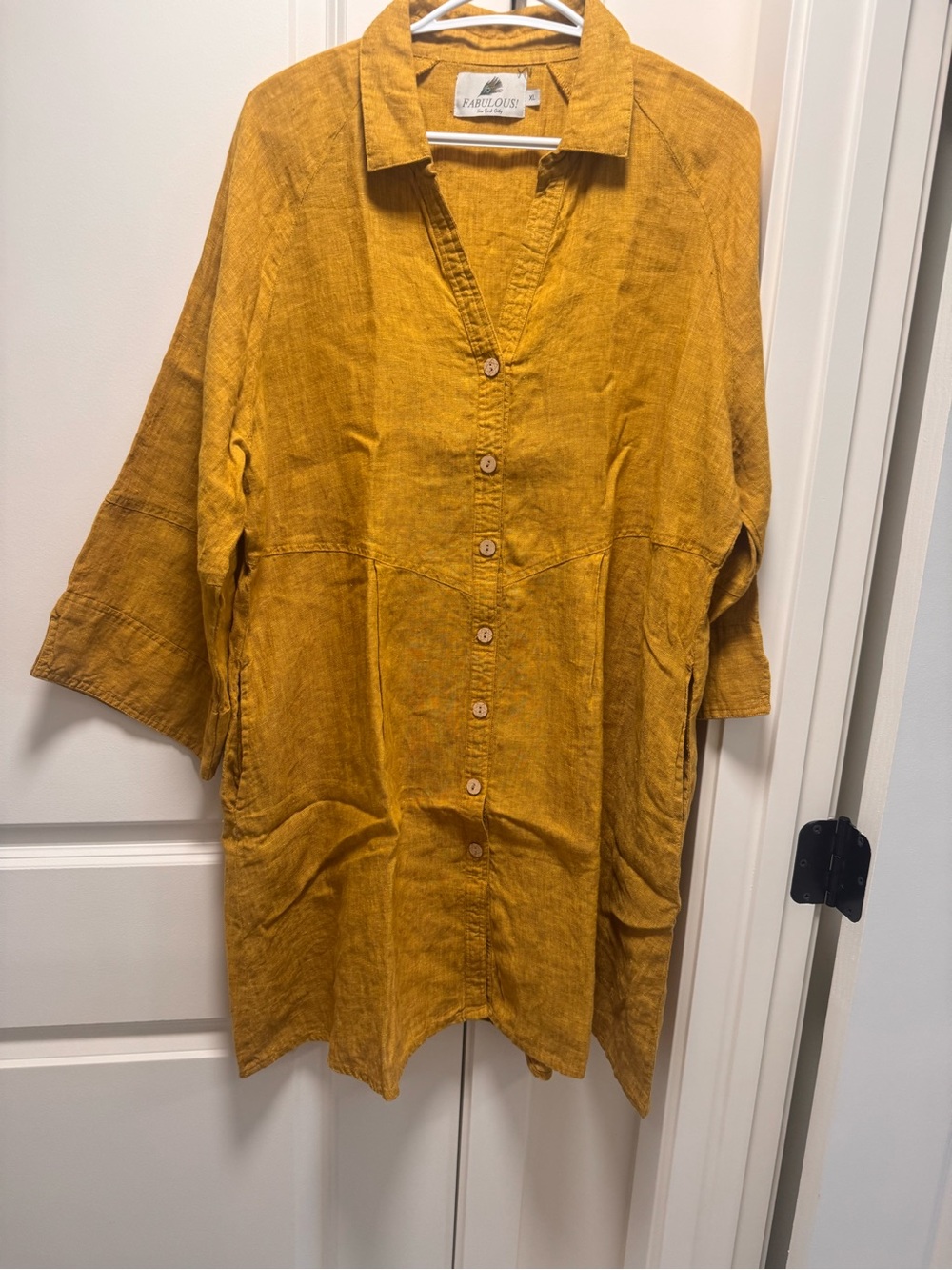 Fabulous Linen Button-Front Tunic in Mustard
